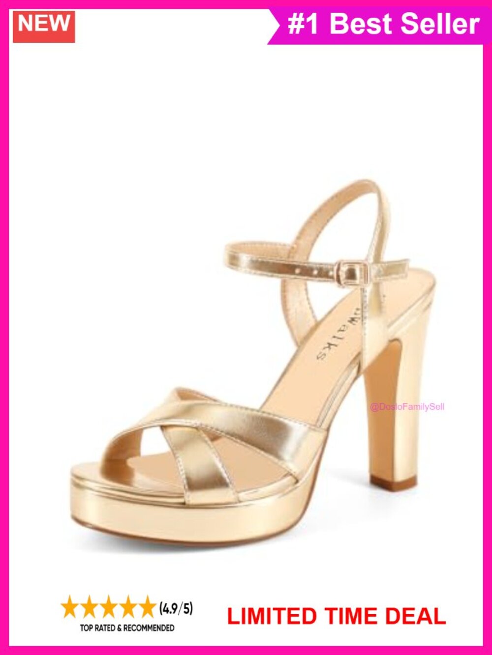 Platform High Heels Chunky Block Open Toe Ankle Strap Wedding Party Shoes